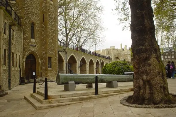 Inside the grounds of the tower of London.